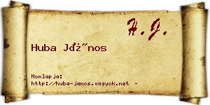 Huba János névjegykártya